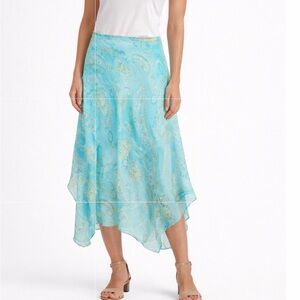 Ralph Lauren Asymmetrical Blue Paisley Skirt